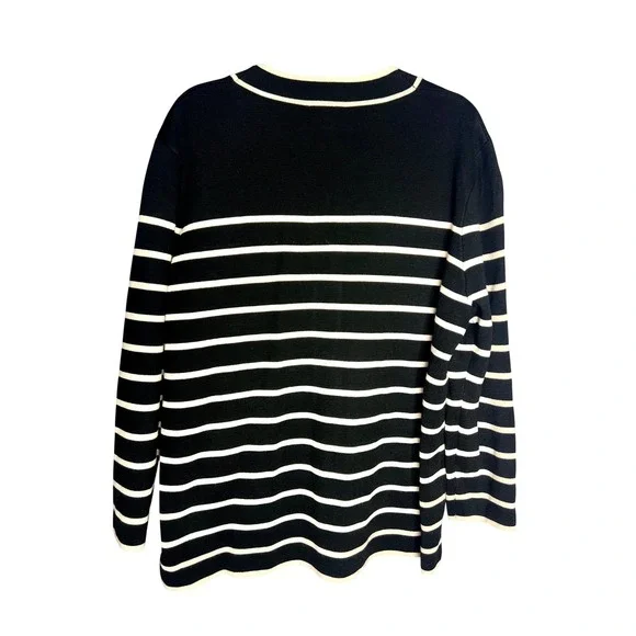 Tuckernuck Lauren Cardigan Size Small Black White Striped V Neck Sweater - Picture 7 of 7